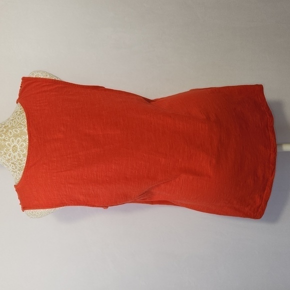 Cupio Orange Crochet Embroidered Sleeveless Tassel Tie 3/4 Button Front Top L - Picture 10 of 14